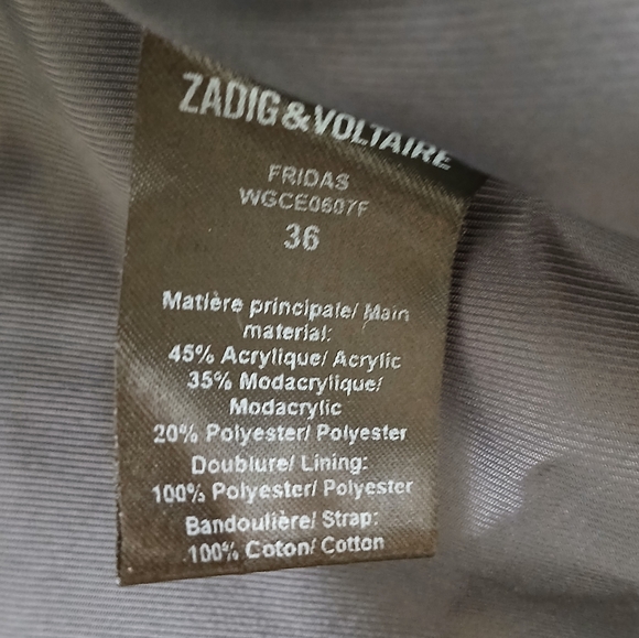 Zadig & Voltaire black shaggy /faux fur lined jacket - Picture 3 of 8